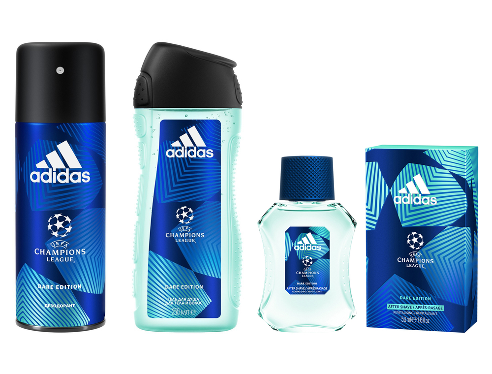 Гели адидас. Adidas UEFA Champions дезодорант. Adidas UEFA Champions League Dare Edition. Дезодорант спрей мужской adidas UEFA Champions League Dare Edition 150мл. Дезодорант adidas UEFA Champions Dare Edition 150 мл мужской.