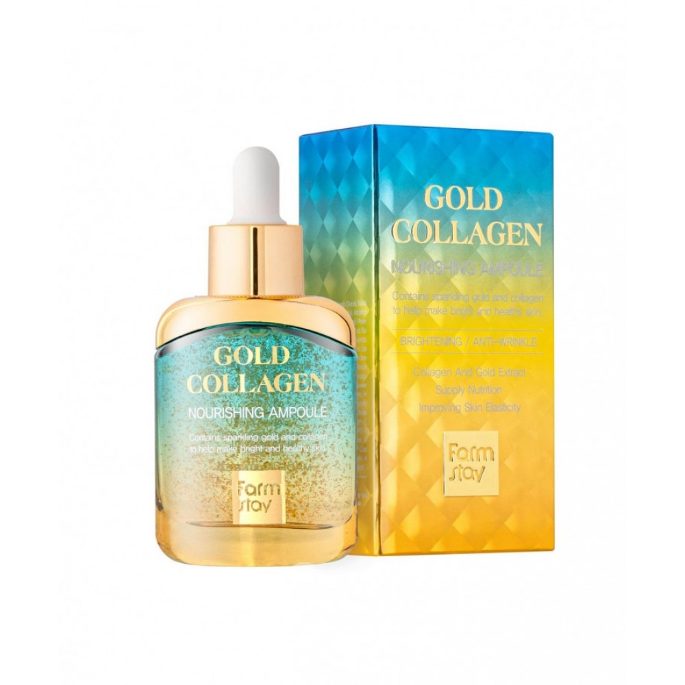 Сыворотка коллаген корея. Сыворотка Farmstay Gold Collagen. Сыворотка Farmstay Gold Collagen Nourishing Ampoule 35 ml. Farm stay Gold Collagen Nourishing Ampoule (35ml). Питательная сыворотка с золотом и коллагеном, 35мл, Farmstay.