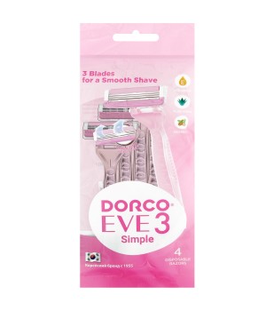 DORCO TRC200 ЕVE 3 Жен. однораз. станок (4 шт.) 3 лезвия, плав. головка, увл. полоса, 12/144