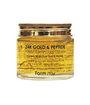 Farmstay Антивозрастной крем с золотом и пептидами 24K Gold&Peptide Perfect Ampoule Cream 80 мл