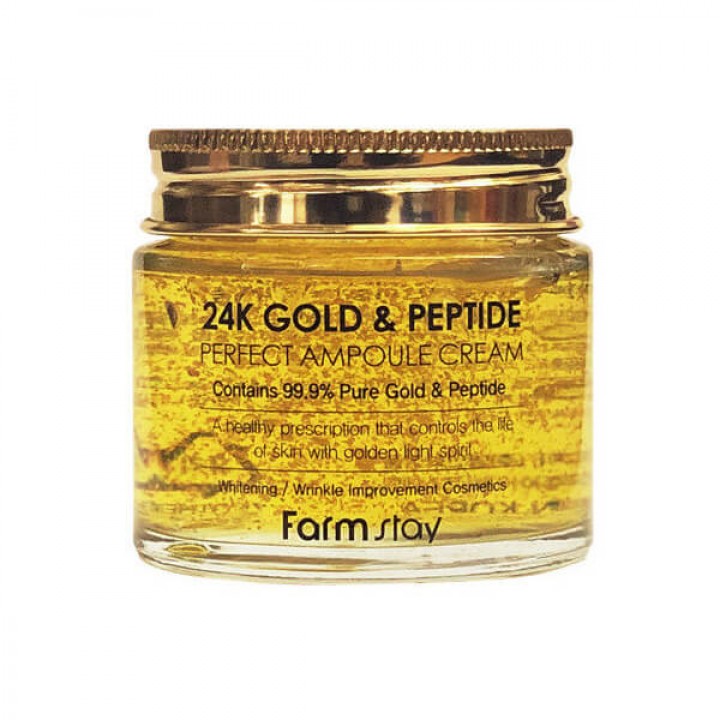 Farmstay Антивозрастной крем с золотом и пептидами 24K Gold&Peptide Perfect Ampoule Cream 80 мл