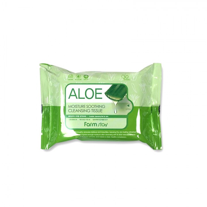 Farmstay Очищающие увлажняющие салфетки с экстрактом алоэ Aloe Moisture Soothing Cleansing Tissue 30 шт