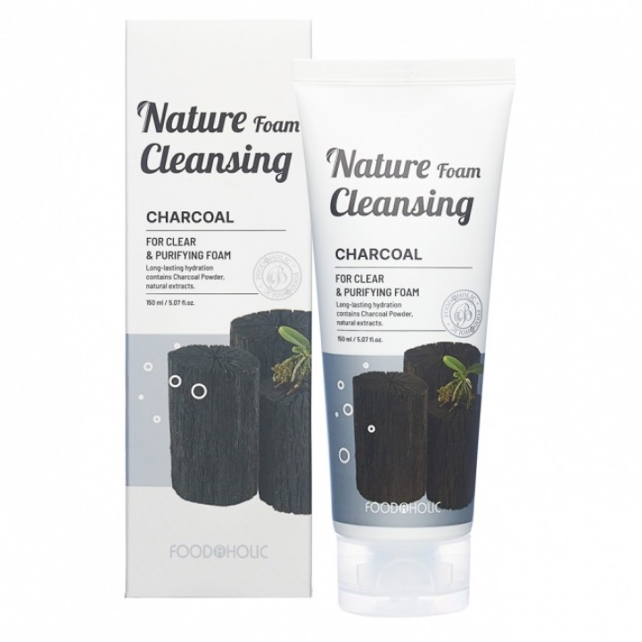 FOODAHOLIC NATURE FOAM CLEANSING #CHARCOAL Увлажняющая пенка для умывания с древесным углем