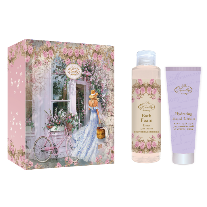ПОДАРОЧНЫЙ НАБОР WN-2307(Пена для ванн восстанавливающая LISS KROULLY, 260 мл,Крем для рук увлажняющий с соком алоэ LISS KROULLY, 75 мл) (срок 09.26)^
