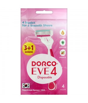 DORCO ЕVE 4 shai vanilla, Жен. однораз. станок (3+1 ШТ.) 4 лезвия, плав. головка, увл. полоса