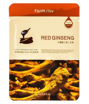 Farmstay Тканевая маска для лица с экстрактом красного женьшеня Visible Difference Mask Sheet Red Ginseng 23 мл