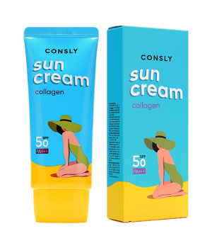 Consly Солнцезащитный крем с морским коллагеном SPF 50+/PA+++ для нормальной и сухой кожи, 50мл
