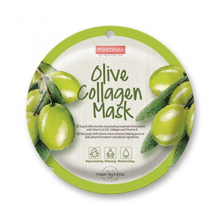 Purederm Коллагеновая маска с экстрактом плодов оливы 18 г