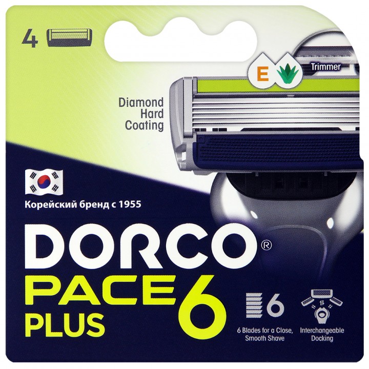 DORCO PACE 6 PLUS  NEW (станок + 2 кассеты) система, 6 лезвий + 1лезвие-триммер