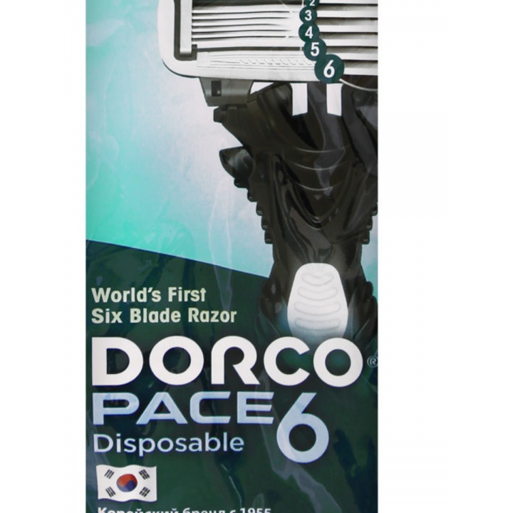 Станок DORCO PACE 6, однораз. станок (3+1 ШТ.) 6 лезвий, плав. головка, увл. полоса,  12уп/72уп