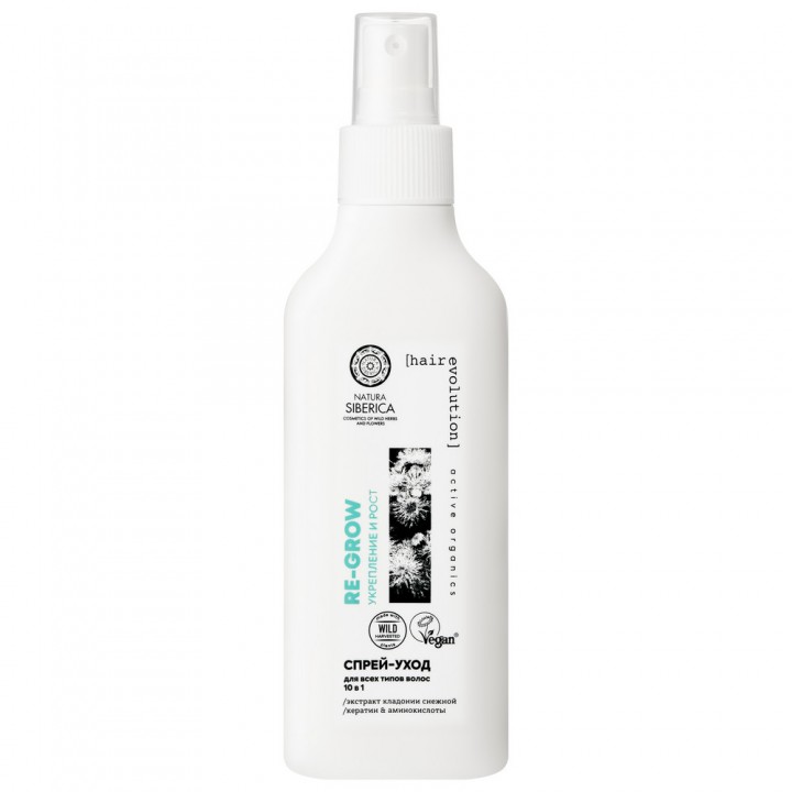 0874 Natura Siberica Hair Evolution Спрей-уход для всех типов волос 10 в 1 «RE-GROW. Укрепление и рост волос», 150 мл