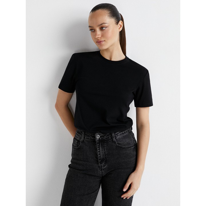 Фуфайка (футболка) женская О_OMSA OmT_D1201 OmT_D1201 Футболка, COTTON Nero 46/M