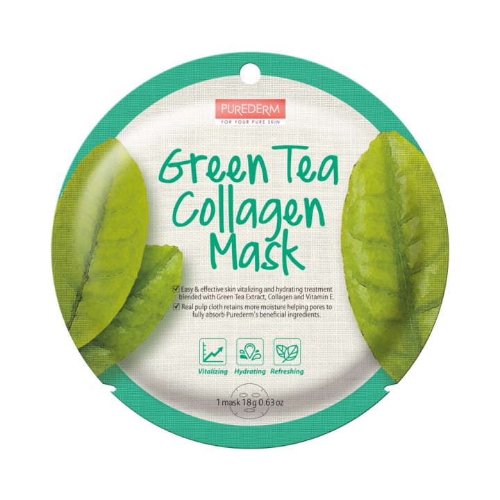 Purederm Коллагеновая регенерирующая маска с экстрактом зеленого чая 18 г