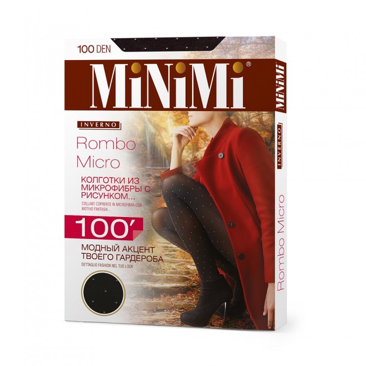 Minimi Колготки ROMBO MICRO 100 (ромбики) Nero 2 (S)