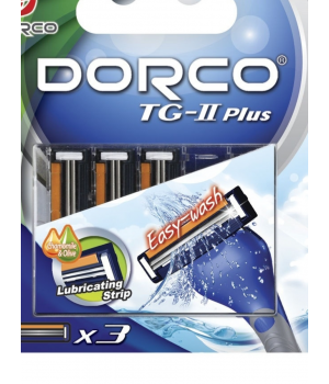 DORCO  TG-II Plus New TN A3030 (3 шт.) кассеты с открытой архитектурой, 2 лезвия, увл.полоса,  (совместимы с системой СЛАЛОМ и ULTREX Plus)