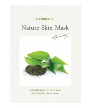 FOODAHOLIC NATURE SKIN MASK #GREEN TEA Тканевая маска для лица с экстрактом зеленого чая