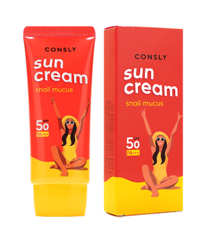 Consly Солнцезащитный крем с муцином улитки SPF 50+/PA+++ для комбинированной и жирной кожи, 50мл