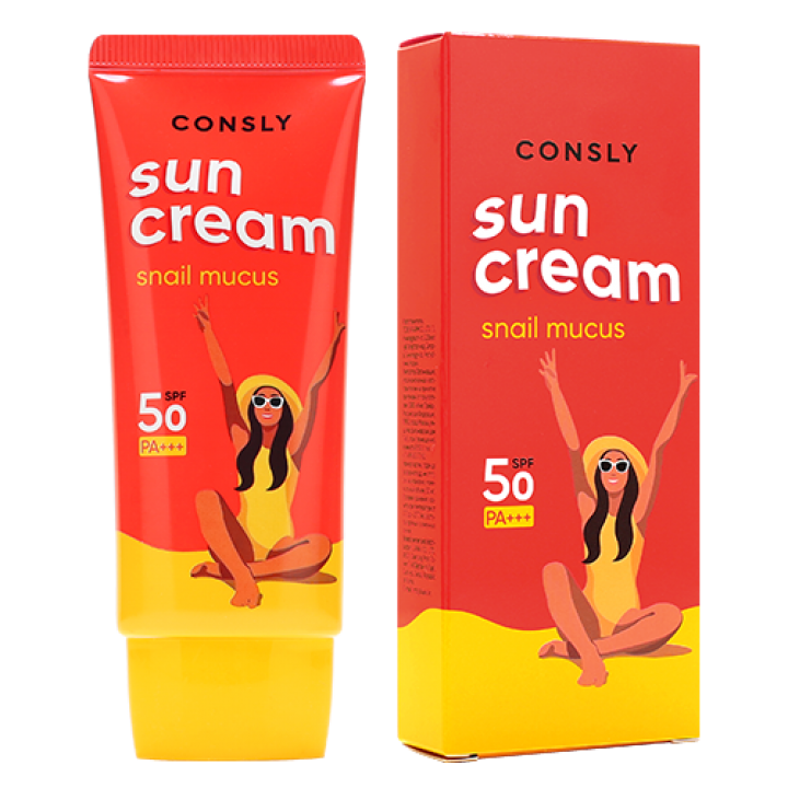 Consly Солнцезащитный крем с муцином улитки SPF 50+/PA+++ для комбинированной и жирной кожи, 50мл