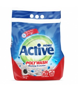 ACTIVE Стиральный порошок автомат "Poly Wash" Polymer Enzyme-технология холодной стирки, 5 кг ACTIVE Стиральный порошок автомат "Poly Wash" Polymer Enzyme-технология холодной стирки, 5 кг