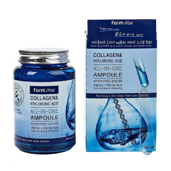 Farmstay Сыворотка с гиалуроновой кислотой и коллагеном Collagen Hyaluronic Acid All-In-One Ampoule 250 мл