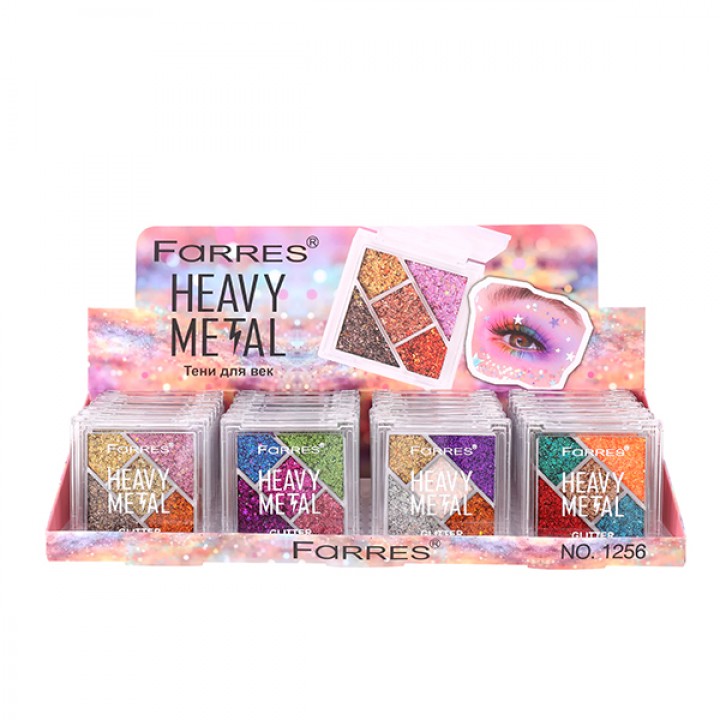 1256-02 Farres Тени для век "Heavy Metal Glitter" 5 цветов (*24*432)