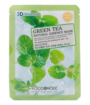FOODAHOLIC NATURAL ESSENCE MASK #GREEN TEA 3D Маска для лица с экстрактом зеленого чая