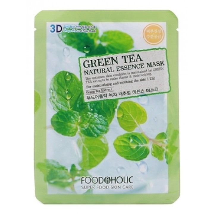 FOODAHOLIC NATURAL ESSENCE MASK #GREEN TEA 3D Маска для лица с экстрактом зеленого чая