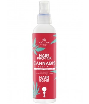 Kallos Весь Pro-Tox Cannabis в одном жидком кондиционере для волос с маслом семян конопли, кератином и витаминным комплексом Kallos, 200мл