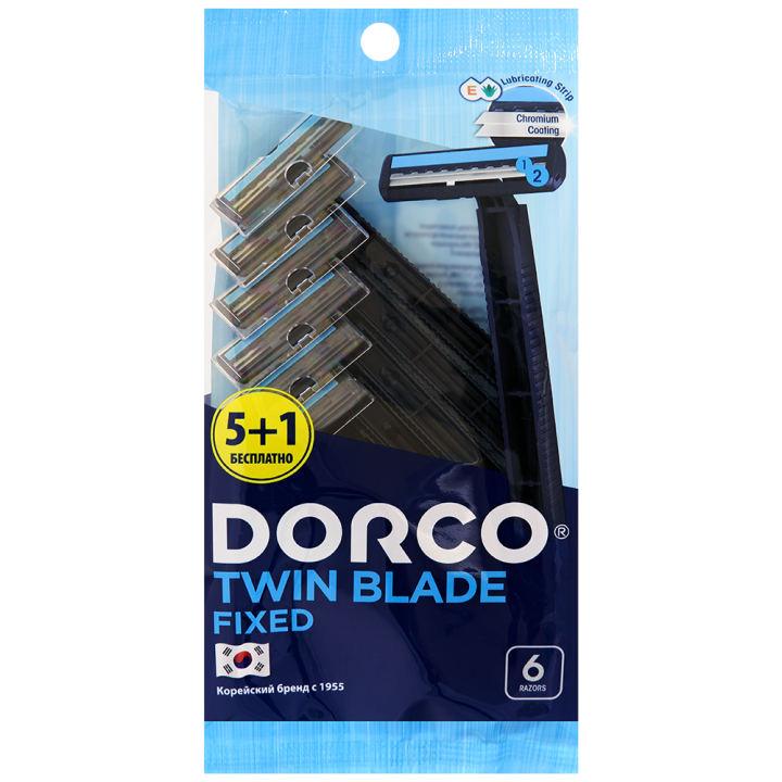 DORCO Одноразовый бритвенный станок 6 шт.TG 708NV-6P/TG708N(5+1)/TG 708-6P-
