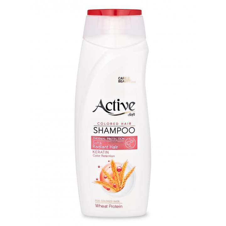 ACTIVE Шампунь для окрашенных волос CARE & BEAUTY. С кератином и пшеничным протеином, 350 мл