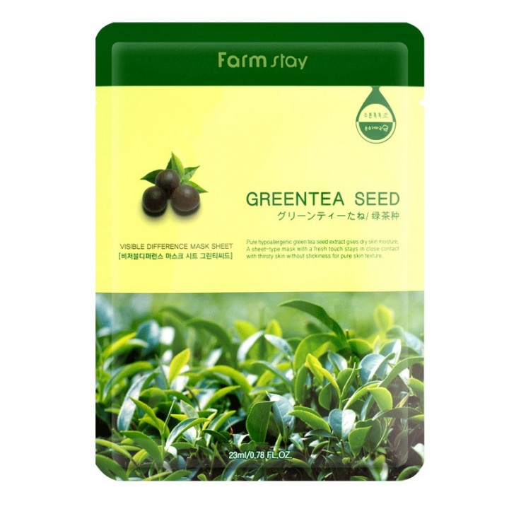 Farmstay Тканевая маска для лица с экстрактом семян зеленого чая Visible Difference Mask Sheet Greentea Seed 23 мл