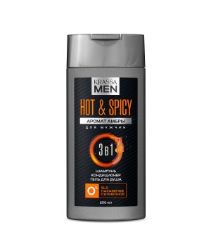 KRASSA MEN Hot & Spicy 3в1 Шампунь-кондиционер для волос и гель для душа, 250 мл  KRASSA MEN Hot & Spicy 3в1 Шампунь-кондиционер для волос и гель для душа, 250 мл