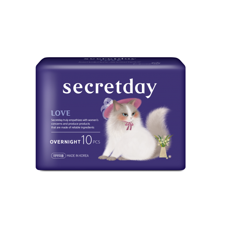 961303 SecretDay Прокладки женские гигиенические LOVE, Overnight, 10 шт