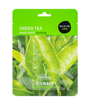Consly Тканевая маска для лица с экстрактом листьев зелёного чая, 25мл