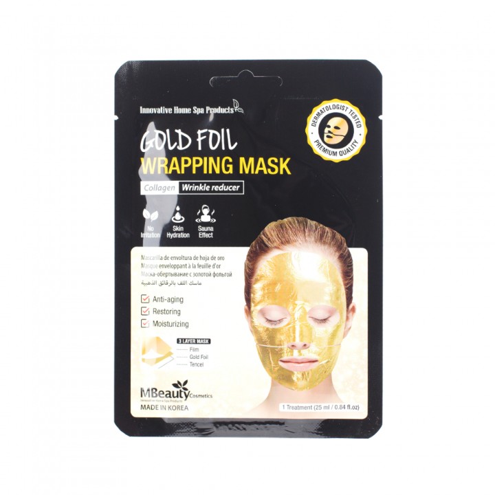 MBeauty Антивозрастная золотая фольгированная маска для лица с коллагеном 25 мл