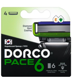 DORCO Kассеты SXA5040 для бритья Dorco Pace 6 c триммером, 4 шт.