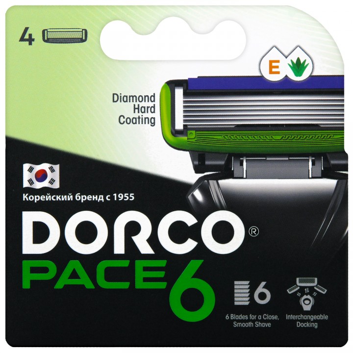 DORCO Kассеты SXA5040 для бритья Dorco Pace 6 c триммером, 4 шт.