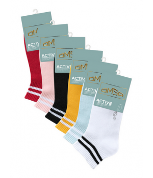 86787 OMSA ACTIVE 154 Носки женские  укороченные - полоски на паголенке Giallo 35-38