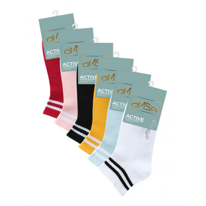 86787 OMSA ACTIVE 154 Носки женские  укороченные - полоски на паголенке Giallo 35-38