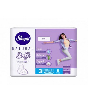  Sleepy Natural Прокладки гигиенические Night Extra soft 320мм 6шт