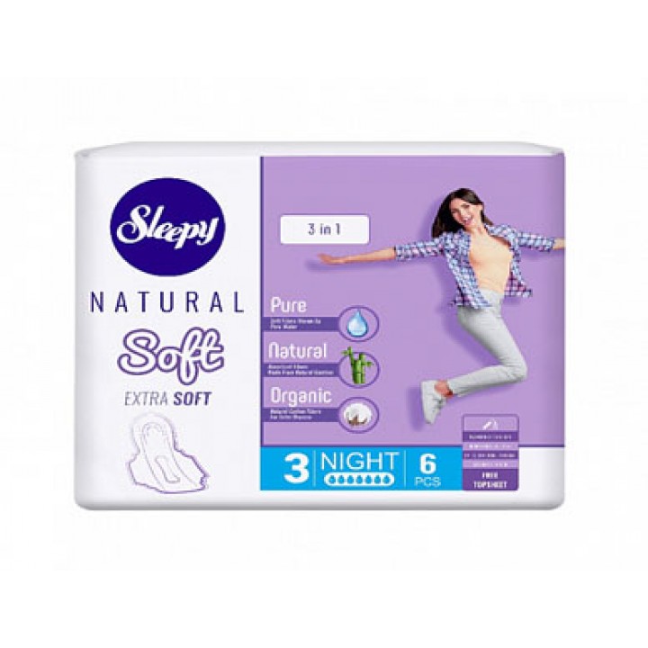 Sleepy Natural Прокладки гигиенические Night Extra soft 320мм 6шт