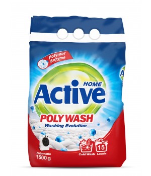 ACTIVE Стиральный порошок автомат "Poly Wash" Polymer Enzyme-технология холодной стирки, 1.5 кг ACTIVE Стиральный порошок автомат "Poly Wash" Polymer Enzyme-технология холодной стирки, 1.5 кг