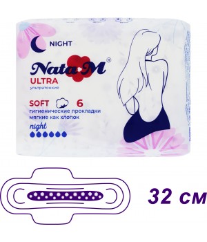 81626 NataM Прокладки гигиенические 6шт New Ultra Night Soft