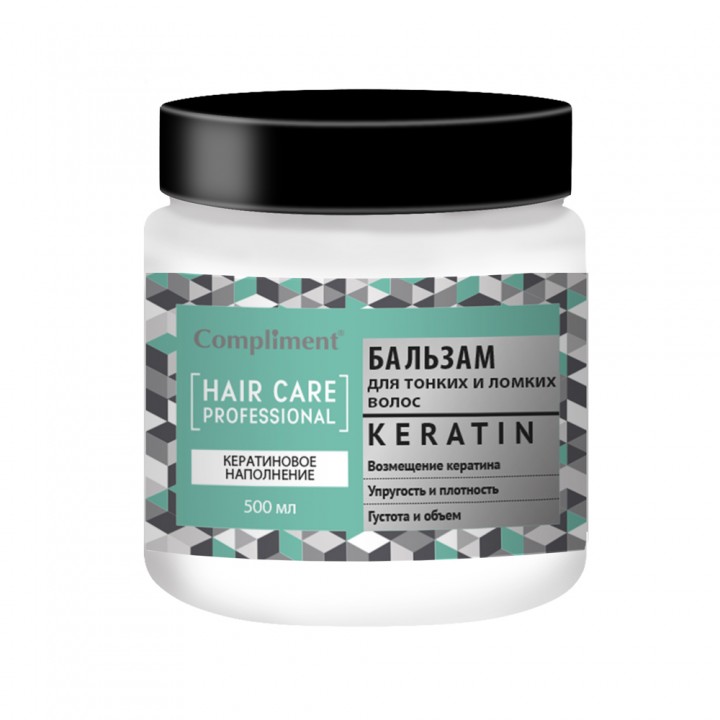 Compliment Hair Care Professional Бальзам для тонких и ломких волос "Кератиновое наполнение" 500 мл