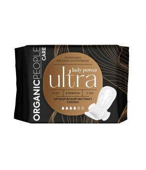 ORGANIC PEOPLE Lady Power Женские прокладки для критических дней "ULTRA. Normal" 9 шт