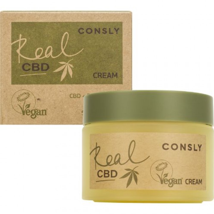 Consly Балансирующий крем Vegan «Real CBD» для проблемной кожи с канабидиолом и растительным скваланом, 50 мл.