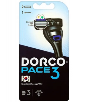 DORCO PACE 3  NEW (станок + 2 кассеты), система с 3 лезвиями, TRA4002