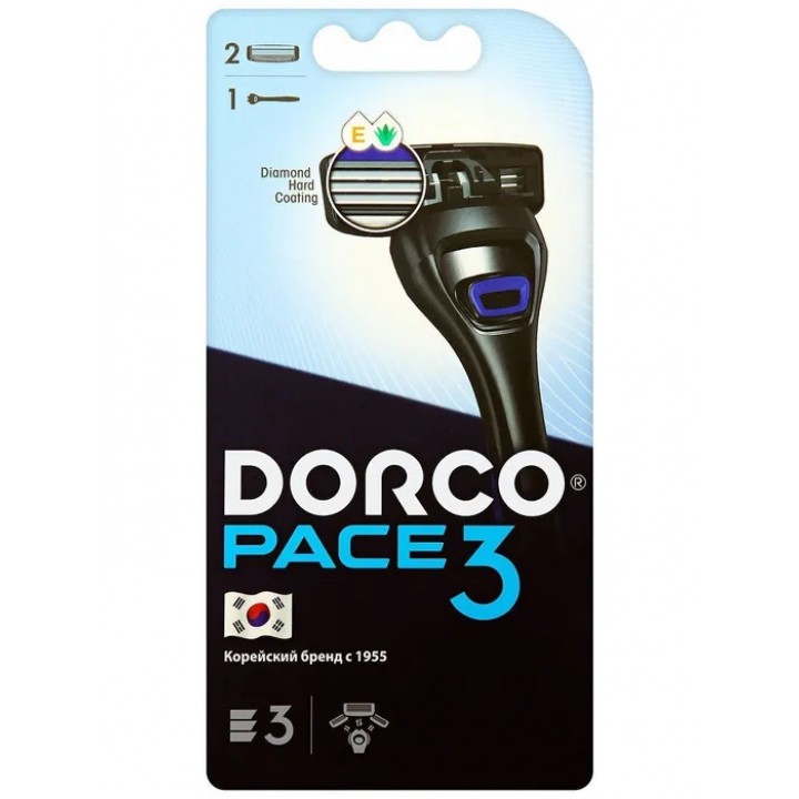 DORCO PACE 3  NEW (станок + 2 кассеты), система с 3 лезвиями, TRA4002