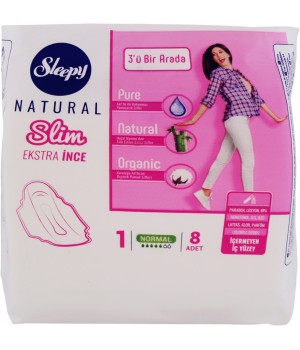 Sleepy Natural Прокладки гигиенические Slim Extra Normal 240мм 8шт