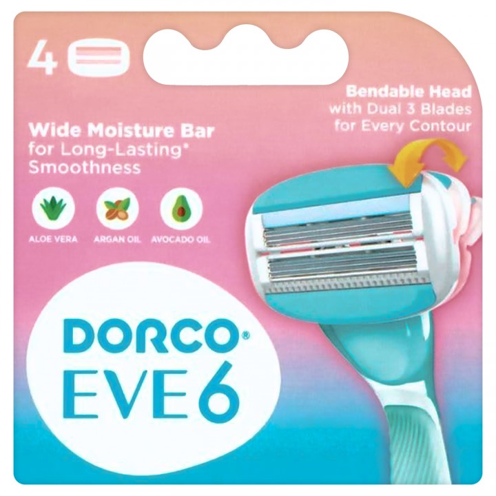 DORCO ЕVE 6 (4 шт) NEW кассеты Женские, 3+3 лезвия, сгибаемая кассета